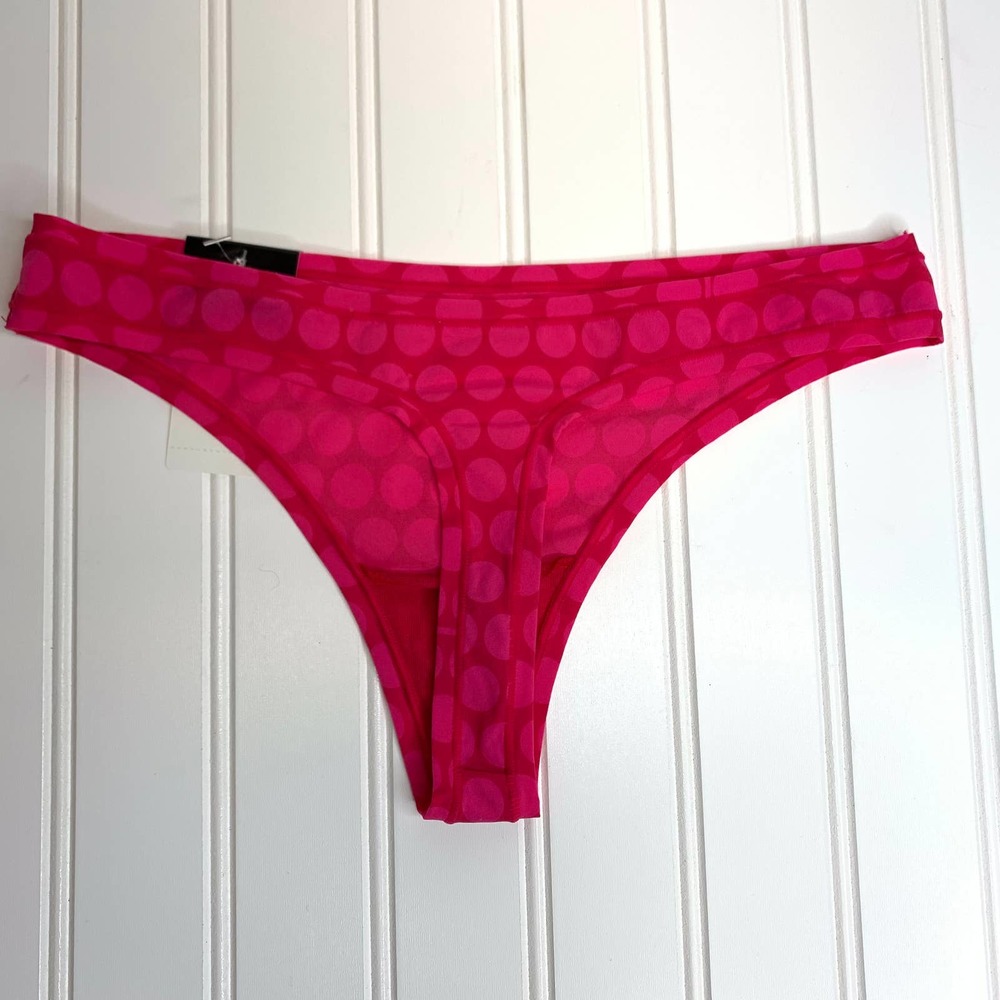 NWT Maidenform Thong Underwear Panties Pink Polka Dot OSFM